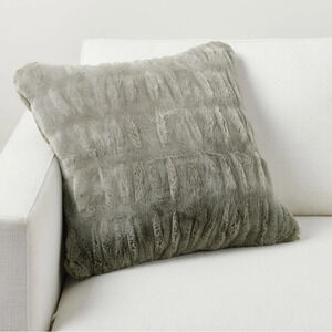 Pottery Barn Faux Fur Ruched Down Filled Pillow & Cover Gray 26x26